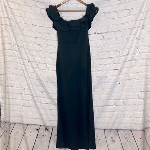 Mind Code Black Off The Shoulder Ruffle Long Gown Size Medium
